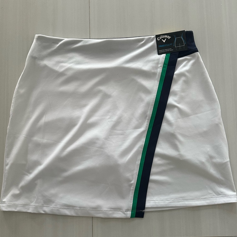 Callaway White Mini Skirt with Navy and Green accent